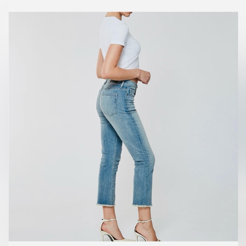 Parker Smith Mid Rise Ankle Crop Light Blue Straight Leg Jeans Sz 28/6 - Picture 3 of 11